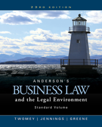 Cover image: Anderson's Business Law and the Legal Environment, Standard Volume 23rd edition 9781305575110