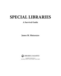 Cover image: Special Libraries 1st edition 9781610692670