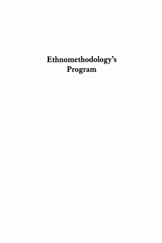 Immagine di copertina: Ethnomethodology's Program 1st edition 9780742516410