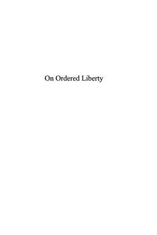 Imagen de portada: On Ordered Liberty 1st edition 9780739106228