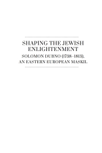 Cover image: Shaping the Jewish Enlightenment 9798887193915