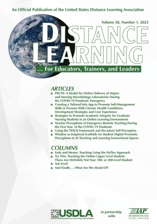 Imagen de portada: Distance Learning: Volume 20 #1 9798887303901