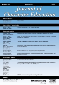 Omslagafbeelding: Journal of Character Education: Volume 19 Number 1-2 2023 9798887306377