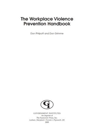 Immagine di copertina: The Workplace Violence Prevention Handbook 1st edition 9781605906683