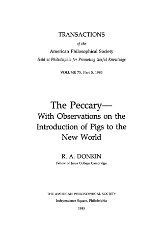 Cover image: The Peccary 9780871697554