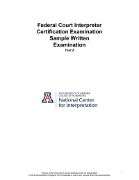 Cover image: Federal Court Interpreter Certification Examination Sample Written Examination - Test A 9798991519502