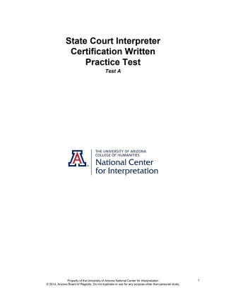 Cover image: State Court Interpreter Certification Written Practice Test- Test A 9798991519526