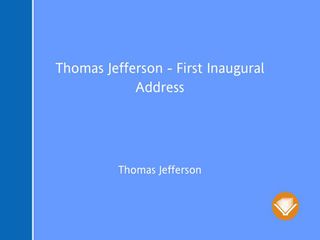 Immagine di copertina: Thomas Jefferson - First Inaugural Address