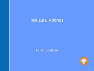 Cover image: Inaugural Address