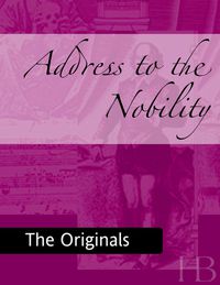 Titelbild: Address to the Nobility