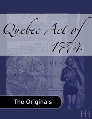 Cover image: Quebec Act of 1774
