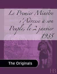 Omslagafbeelding: Le Premier Minstre s'Adresse à son Peuple, le 2 janvier 1935